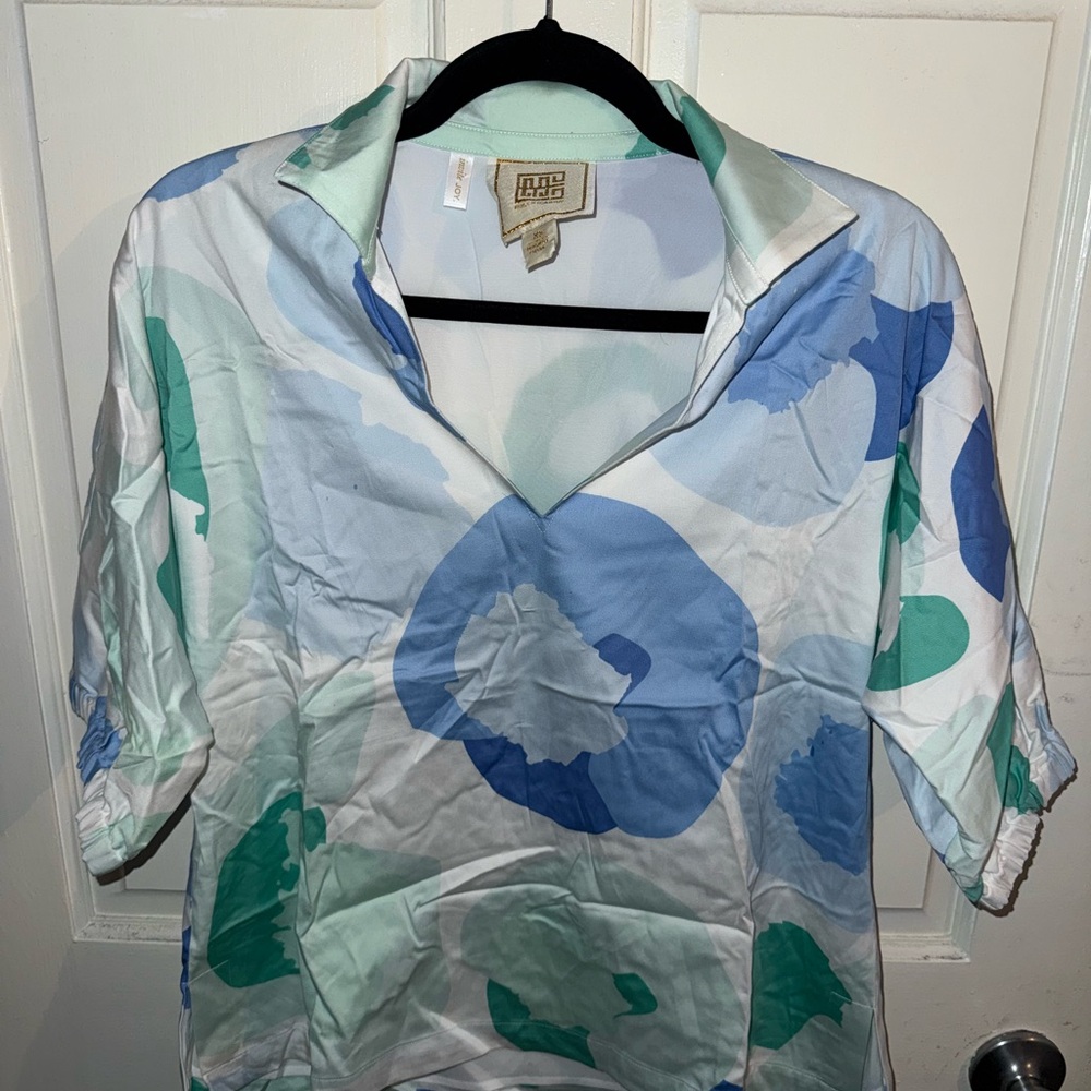 Blue and Green Women's Blouse